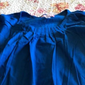 Blue pleated neckline scrub